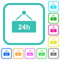 Hanging table with 24 hours vivid colored flat icons