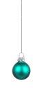 Hanging teal Christmas ornament isolated on white Royalty Free Stock Photo