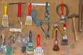 Hanging Tools on Wood Panel Royalty Free Stock Photo