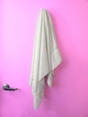Hanging Towel Maqenta door Royalty Free Stock Photo