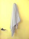 Hanging Towel Yellow door Royalty Free Stock Photo