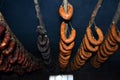 Hanging traditional saussages on smokehouse