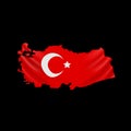 Hanging Turkey flag in form of map. Republic of Turkey. National flag concept.