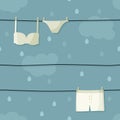 Hanging underwear on clothesline Royalty Free Stock Photo