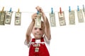 Hanging up dollars Royalty Free Stock Photo