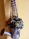 Hanging wall decor by macrame Royalty Free Stock Photo