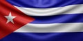 Hanging wavy national flag of Cuba with texture. 3d render