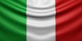 Hanging wavy national flag of Italy with texture. 3d render