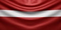 Hanging wavy national flag of Latvia with texture. 3d render