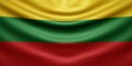 Hanging wavy national flag of Lithuania with texture. 3d render