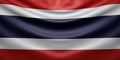 Hanging wavy national flag of Thailand with texture. 3d render