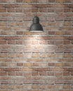 Hanging white lamp with shadow on vintage brick wall, background Royalty Free Stock Photo
