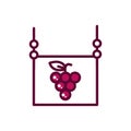 Hanging wine board grapes celebration drink beverage icon line and filled