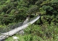 Hanging wire bridge over the Urubamba river. Royalty Free Stock Photo