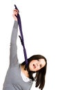 Hanging woman with tie Royalty Free Stock Photo