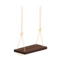 Hanging wooden swing with rope