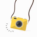 Hanging yellow camera in a flat style