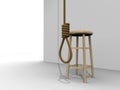 Hangmam knot with stool and wall scene Royalty Free Stock Photo