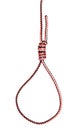 Hangman`s noose tied on synthetic rope cut out Royalty Free Stock Photo