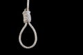 Hangmans Noose Isolated Against a Black Background Royalty Free Stock Photo