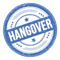 HANGOVER text on blue round grungy stamp