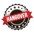 HANGOVER text on red brown ribbon stamp