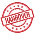 HANGOVER text written on red vintage stamp