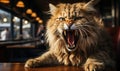 Hangry Cat Angry and Hungry at the Restaurant Table
