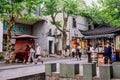 Hangzhou, China - August1, 2017: Street for tourists, traditional street food and soÃÂ³veniers, old historical architexture and