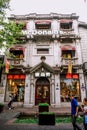 Hangzhou, China - August1, 2017: Street for tourists, traditional street food and soÃÂ³veniers, old historical architexture and