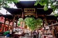 Hangzhou, China - August1, 2017: Street for tourists, traditional street food and soÃÂ³veniers, old historical architexture and