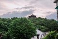 Hangzhou, China - August1, 2017: Street for tourists, traditional street food and soÃÂ³veniers, old historical architexture and