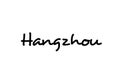 Hangzhou city handwritten word text hand lettering. Calligraphy text. Typography in black color