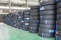 Hangzhou, North train station freight warehouse goods piled up many car tires,in China