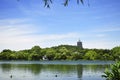 Hangzhou West Lake With Reflection of Leifeng Pagoda in a Sunny Day