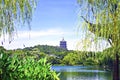 Hangzhou West Lake With Reflection of Leifeng Pagoda in a Sunny Day