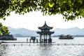 Hangzhou, Zhejiang, China - APRIL, 27 2018 :The beautiful landscape scenery of Xihu West Lake and pavilion in Hangzhou CHINA