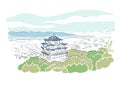 Hangzhou Zhejiang China vector sketch city illustration line art sketch Royalty Free Stock Photo