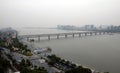 Hangzhou, Zhejiang Province, China. Bridge crossing the Qiantang River.