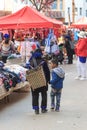 Hani people buying stuff in the Shengcun local market in YuanYang. Hani are one of the 56 minorities in China and are native of Yu