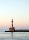 Hania lighthouse at dusk Royalty Free Stock Photo