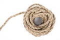 Hank of rough rope isolated on a white background Royalty Free Stock Photo