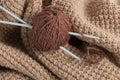 Hank of wool, needles and knitting Royalty Free Stock Photo