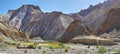 Hankar village with mountains at background along the Markha Valley trek, Ladakh, India Royalty Free Stock Photo