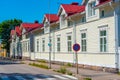 Hanko, Finland, July 20, 2022: Colorful timber houses in Hanko,