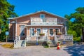 Hanko, Finland, July 20, 2022: Colorful timber villas in Hanko,