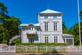 Hanko, Finland, July 20, 2022: Colorful timber villas in Hanko,