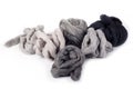 Hanks merino wool gray shades of color Royalty Free Stock Photo