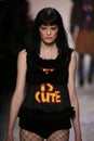 Hannah Elyse walks the runway at the Jeremy Scott show Royalty Free Stock Photo