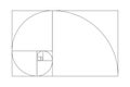 Golden proportions. Method golden section. Fibonacci array, numbers. Golden ratio template. Outline vector illustration. Royalty Free Stock Photo